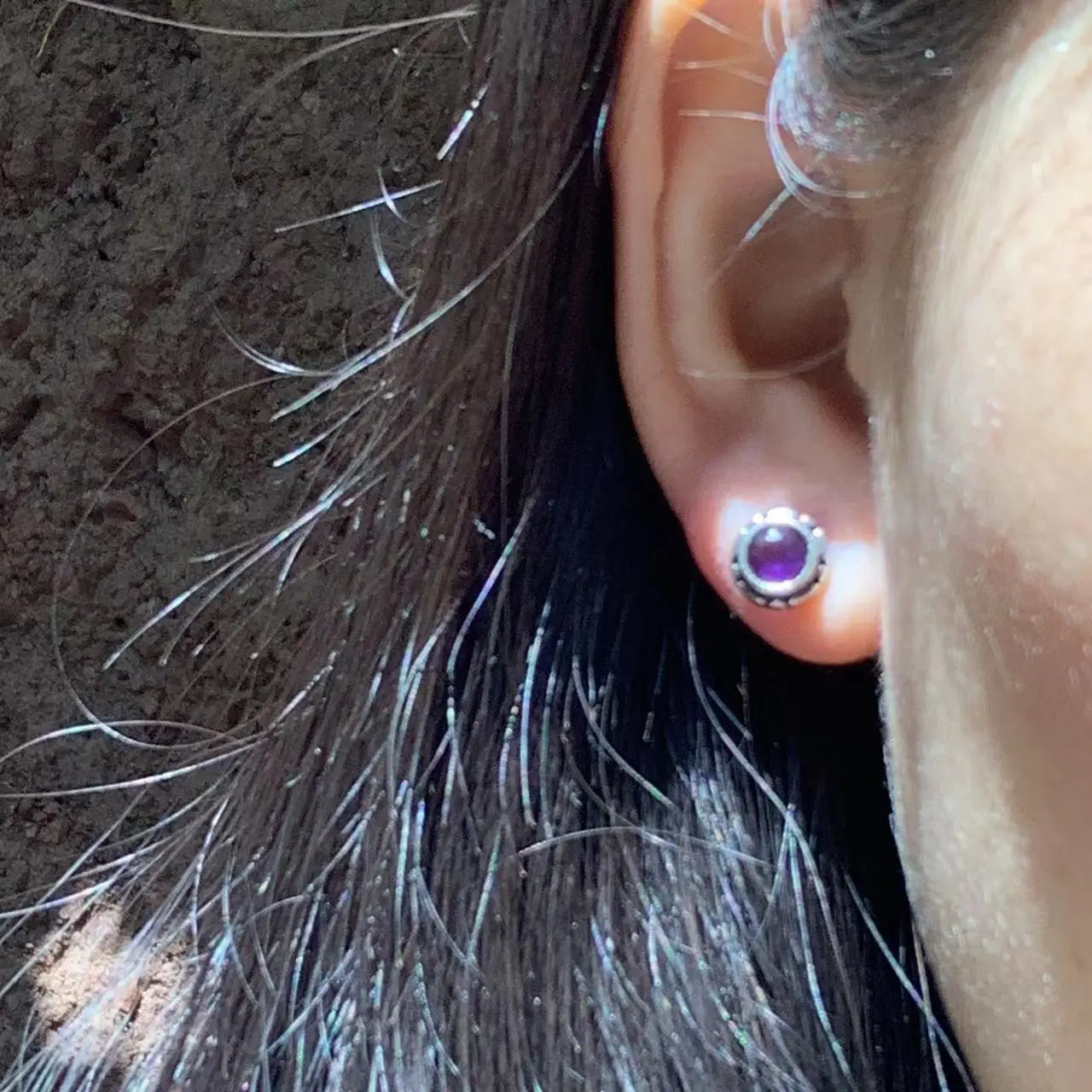 Natural Amethyst 925 Sterling Silver Stud Earrings For Women Jewelry Gift Simple  Jewelry Green