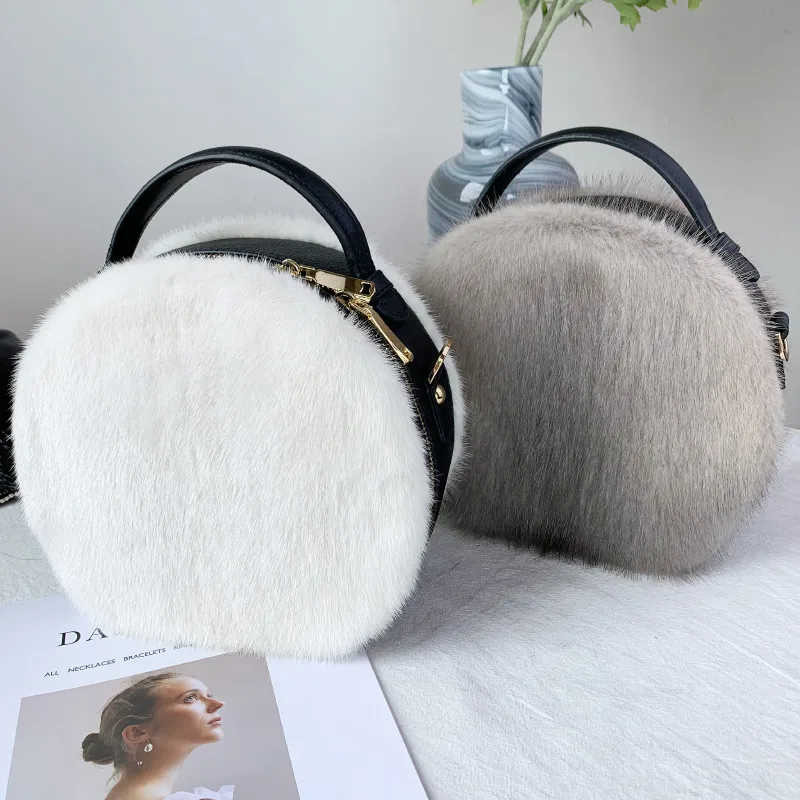 Fashion New Women's Bags High-end Mink Fur Bags Mink Literary Women's Shoulder Bags Niche Design Messenger Bags Trendy Handbags