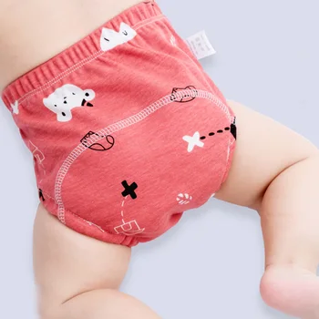 Pannolini a mutandina in cotone impermeabili e riutilizzabili a 6 strati per l'allenamento del bambino