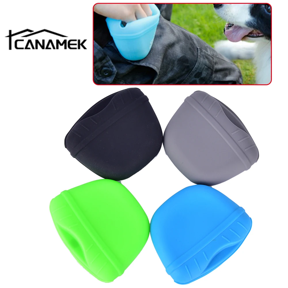 Silicone Dog Treat Pouch Pet Portable Dog Training Waist Bag Magnetic Buckle Closing Waist Clip Outdoor Convenient  Feed Storage