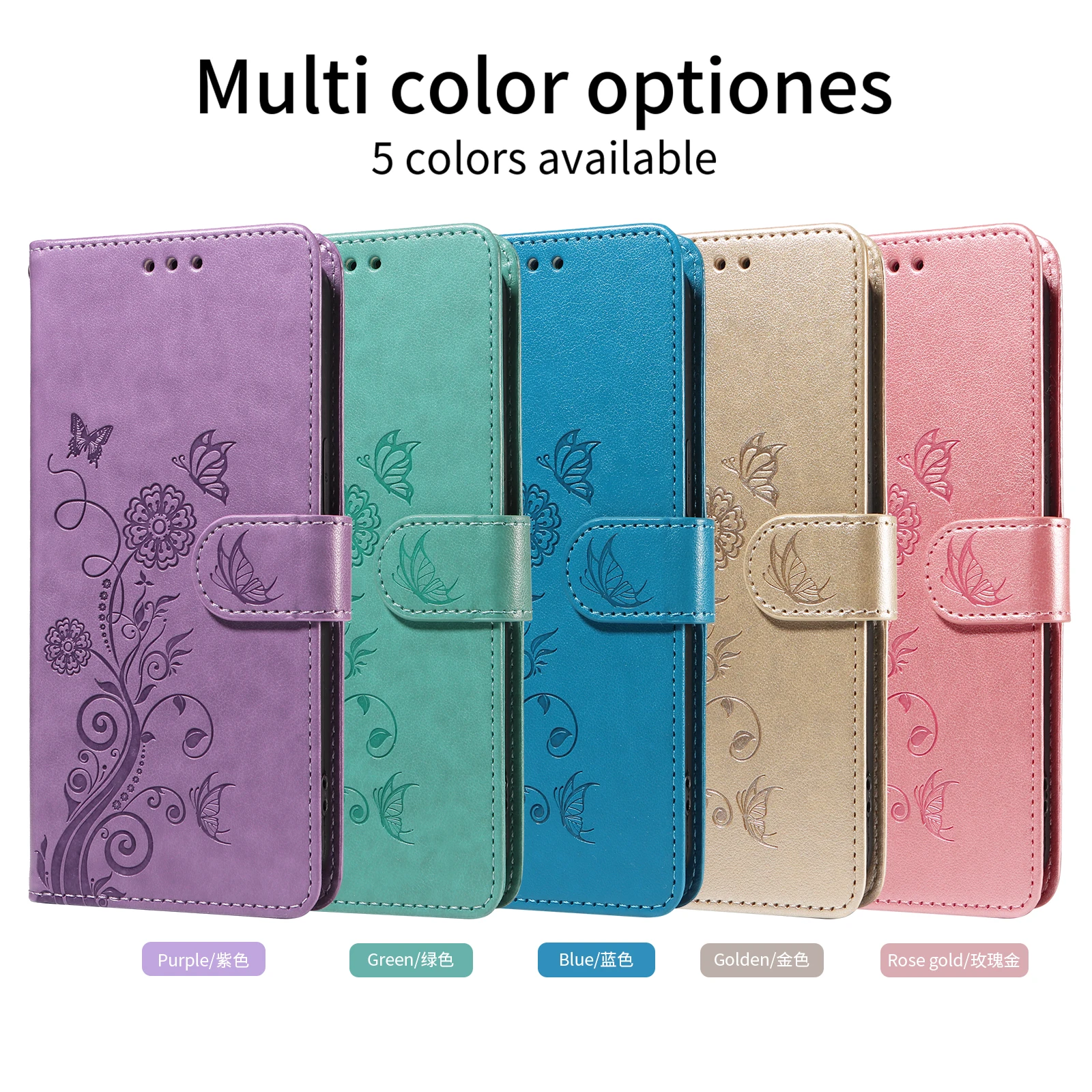 Elegant Leather Flip Cover Wallet Phone Case with Fringed Iris Card Slot