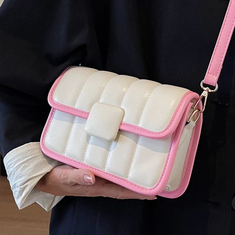 Pink Square Pu Crossbody Bag