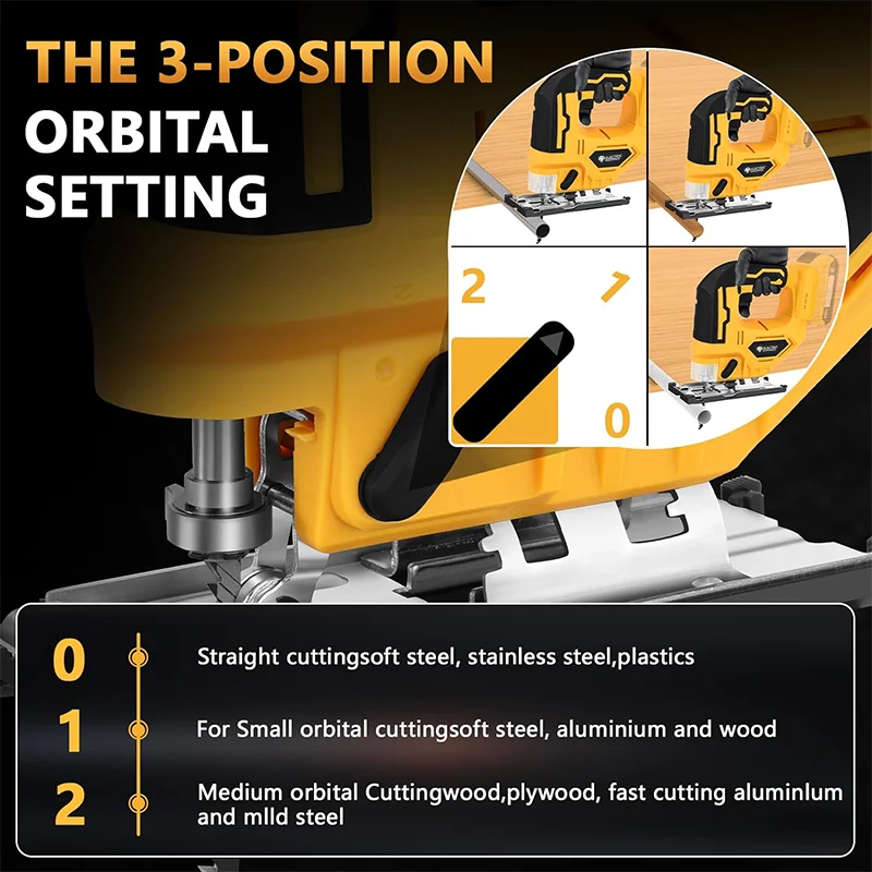 Electric Goddess 2700RPM Electric Jig Saw Cordless Jigsaw 3 Gears Multi-Function Adjustable Woodworking Tool For Dewalt 20V 6