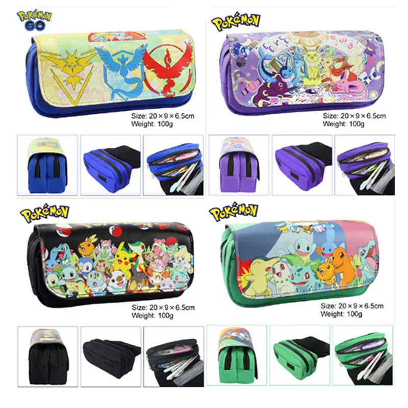 

Pokemon Haunter Squirtle Vaporeon Umbreon Pikachu Student Large Capacity Double Layer Pencil Bag Pencil Case