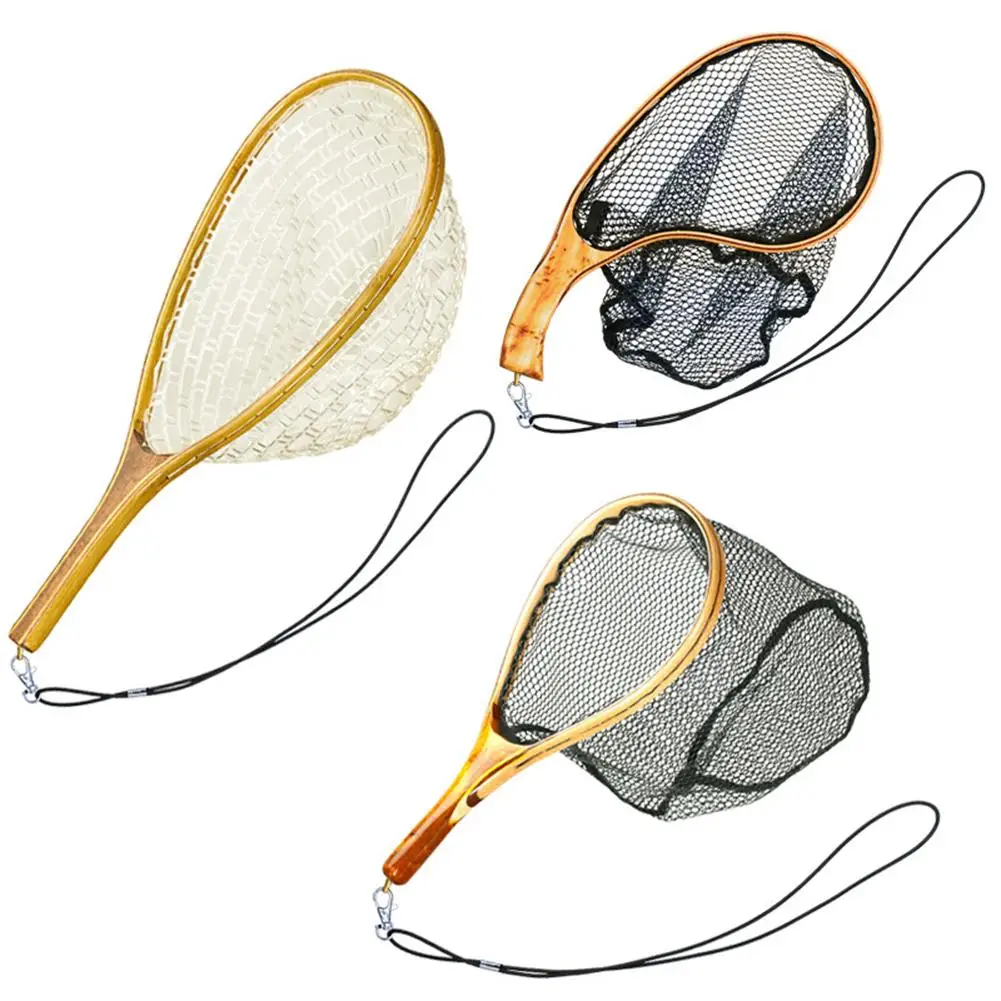 Fly Fishing Landing Net Wooden Handle Trout Mesh Fish Catch