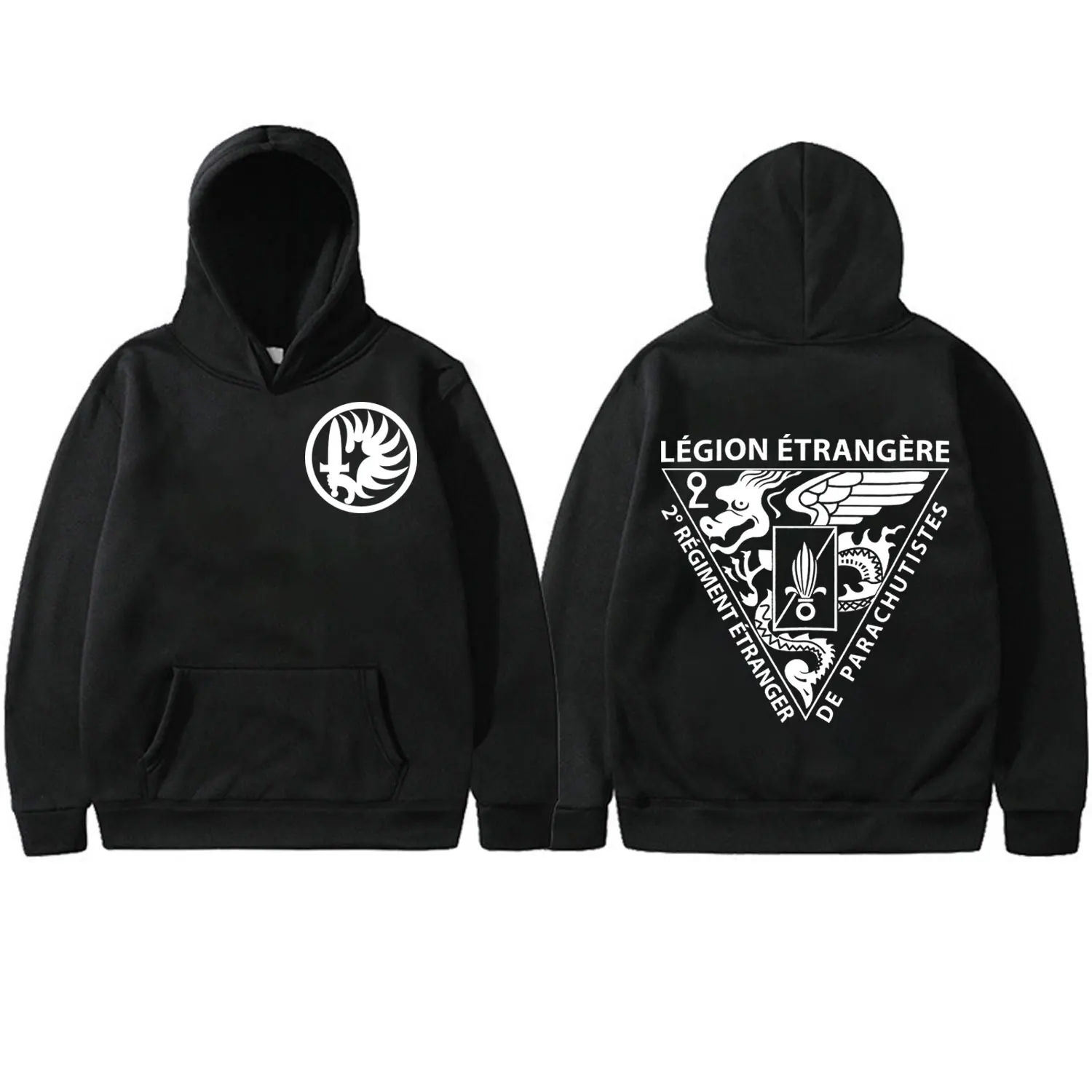 

France Foreign Legion Logo Print Hoodies Autumn Winter Long Sleeve Fleece Pullovers Men's Fashion Vintage Oversized Sweatshirts