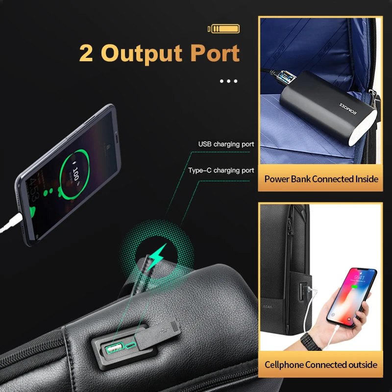 BOPAI Men Genuine Leather Backpack Business Travel Shoulder Bag 15.6 inch Computer Bag USB Charging Anti Theft Backpacks School 4