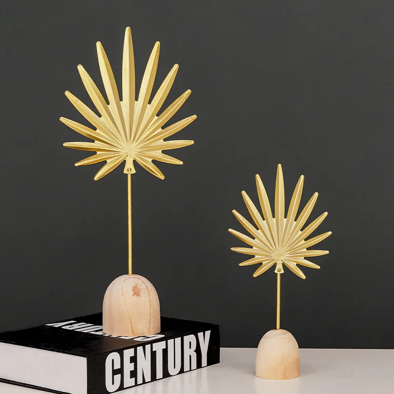 Nordic Luxury Iron Art Home Decorations Turtle Leaf Palm Leaf Ornaments Living Room TV Cabinet Table Top Small Craft Decoration