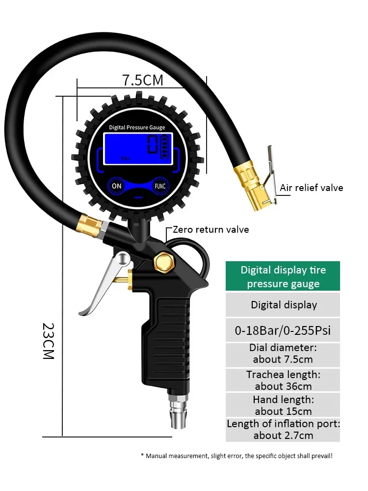 Bandenspanningsmeter, geijkte luchtdrukmeter, manometer