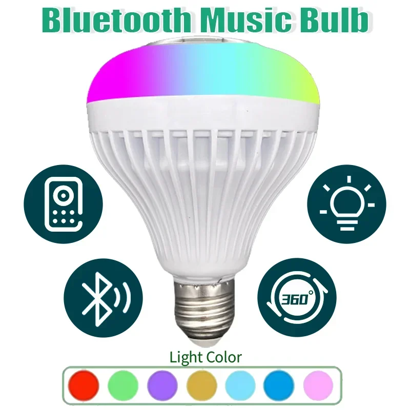 

Led music light bulb wireless smart with built-in Bluetooth speaker remote control RGB color changing speakers