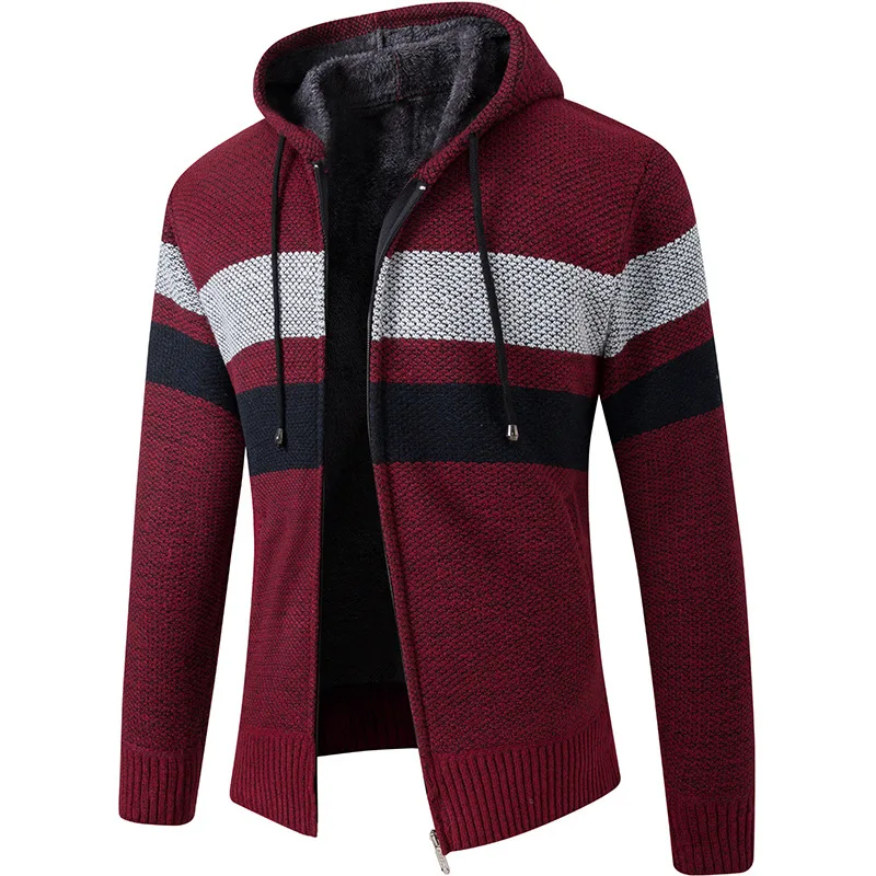 

Men's Hoodie Sweaters Autumn Winter Warm New Hot Cashmere Wool Zipper Sweater Knitwear Cardigan Sweaters Man Casual Male Clothes