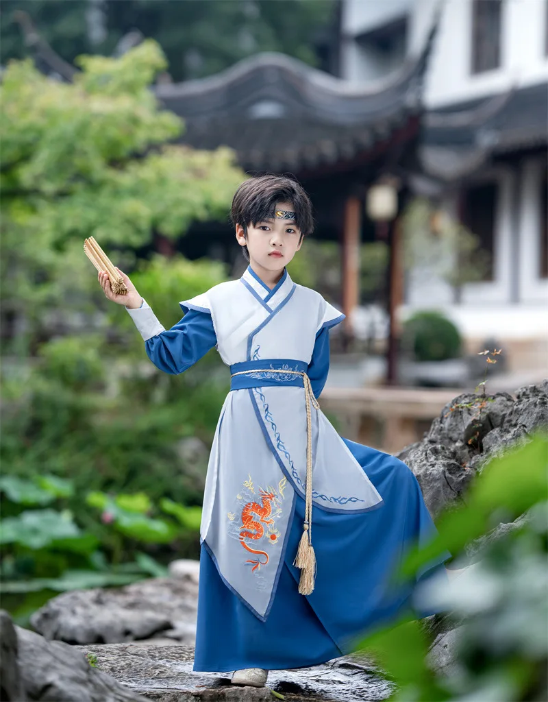 Traditional Ancient Costumes Little Swordsman Boys Hanfu Chinese Kungfu Costumes Young Master\'s Clothes Emprise Children\'s Wear