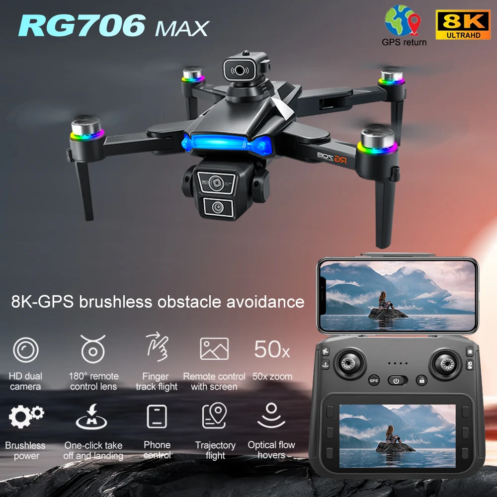Drone GPS RG706 MAX 8K HD Double Caméra 25min Vol