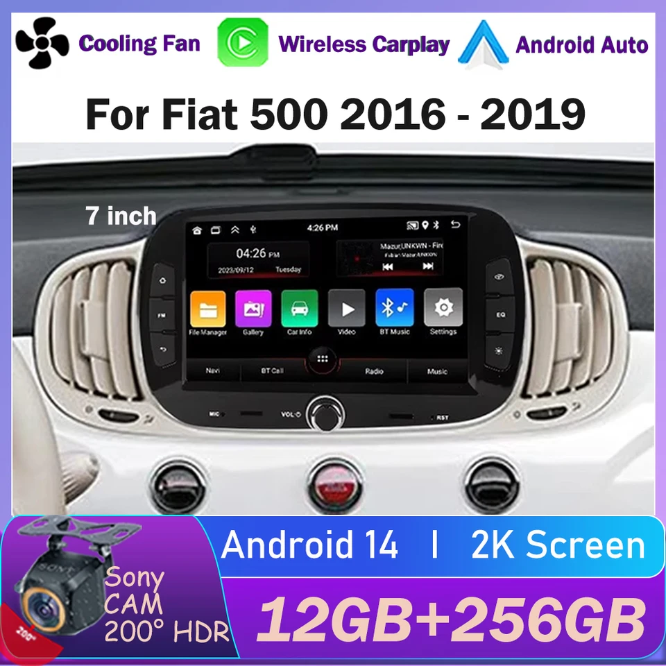 Carplay Sans Fil Pour Fiat 500 2017 2018 2019 2020 2021 2022 2023 2024