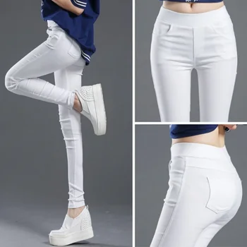 Elegant Slim Fit Solid Leggings Pants Fashion Women Elastic Stretch Skinny Pocket Pencil Legging Office Lady Commute Outerwear 1