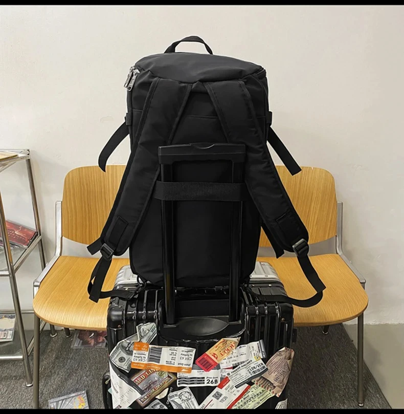 Black Nylon Gym Backpack for Men and Women Casual Outdoor Sports