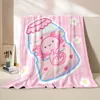 6 Sizes Cute Axolotl Printed Blanket Warm Soft and Comfortable Home Travel Blanket Sofa Bedding Cover Blanket Kids Gamer Gift 2