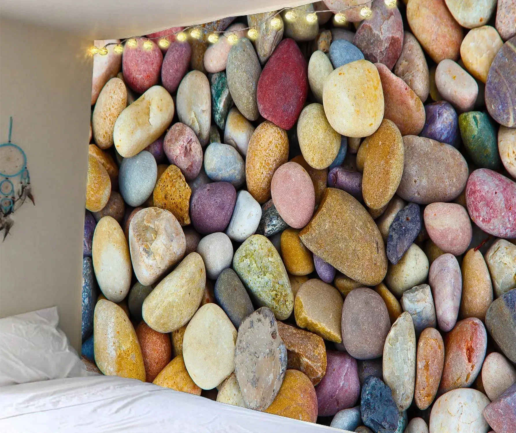 Home Aesthetic Stone Rock Tapestry Wall Hanging Decor 3D Cobblestone Pattern Cloth Beach Towel Yoga Mat Bedroom Mural Blanket