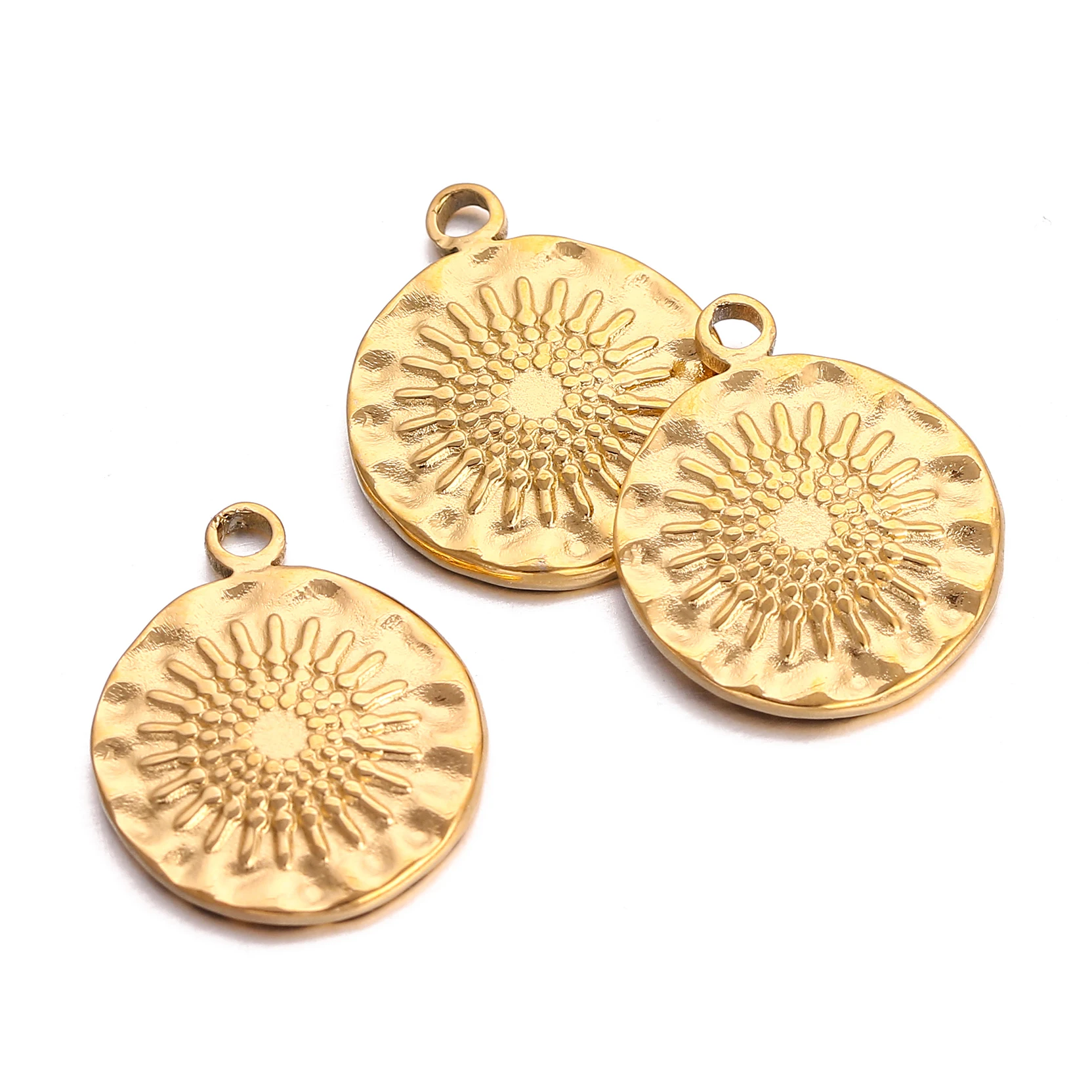 3pcs/Lot Stainless Steel Sun Flower Charms Pendant DIY Necklace