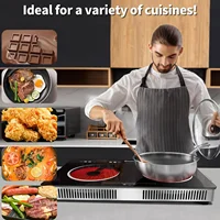 Electric Cooktop 110V, Portable Electric Stove with Handle, Knob Control Electric Hot Plate, Ceramic Infrared Countertop Burner, 2