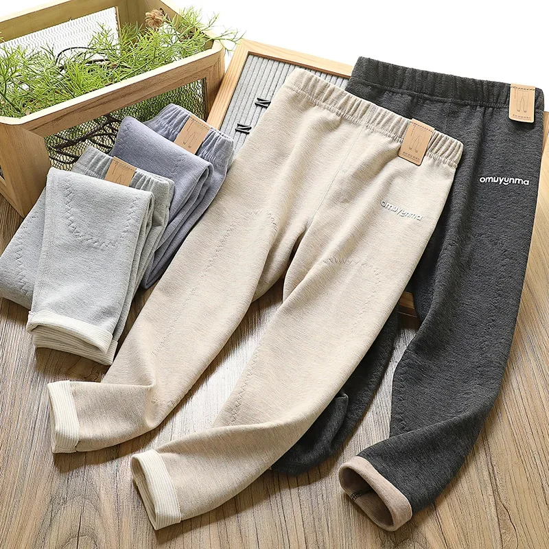 Children's long johns autumn and winter new boys' school uniforms silk wool thermal pants