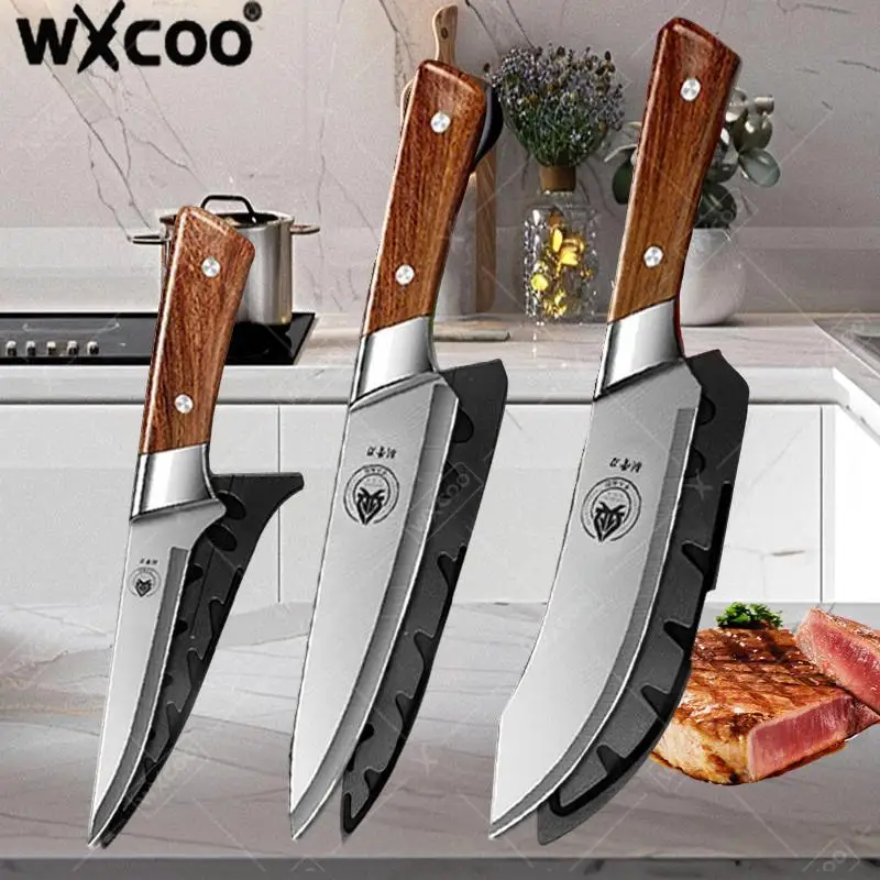 WXCOO 1 יחידה סכיני מטבח מקצועיים סכין שף מפלדת אל-חלד סכין עצם חדה לחיתוך פירות וירקות