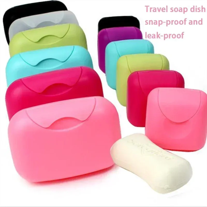 Portable Travel Soap Box Container Bathroom Acc Home Plastic Soap-Boxes with Cover Small/big Sizes Candy Color Soaps Dish Holder 3