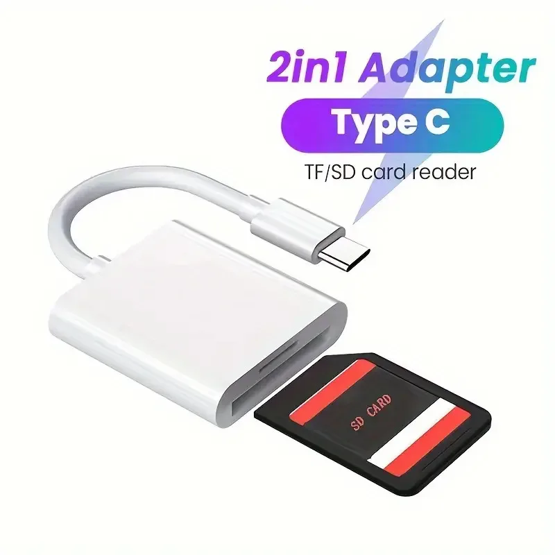 2 في 1 USB نوع C والإضاءة إلى SD TF قارئ بطاقات مح...
