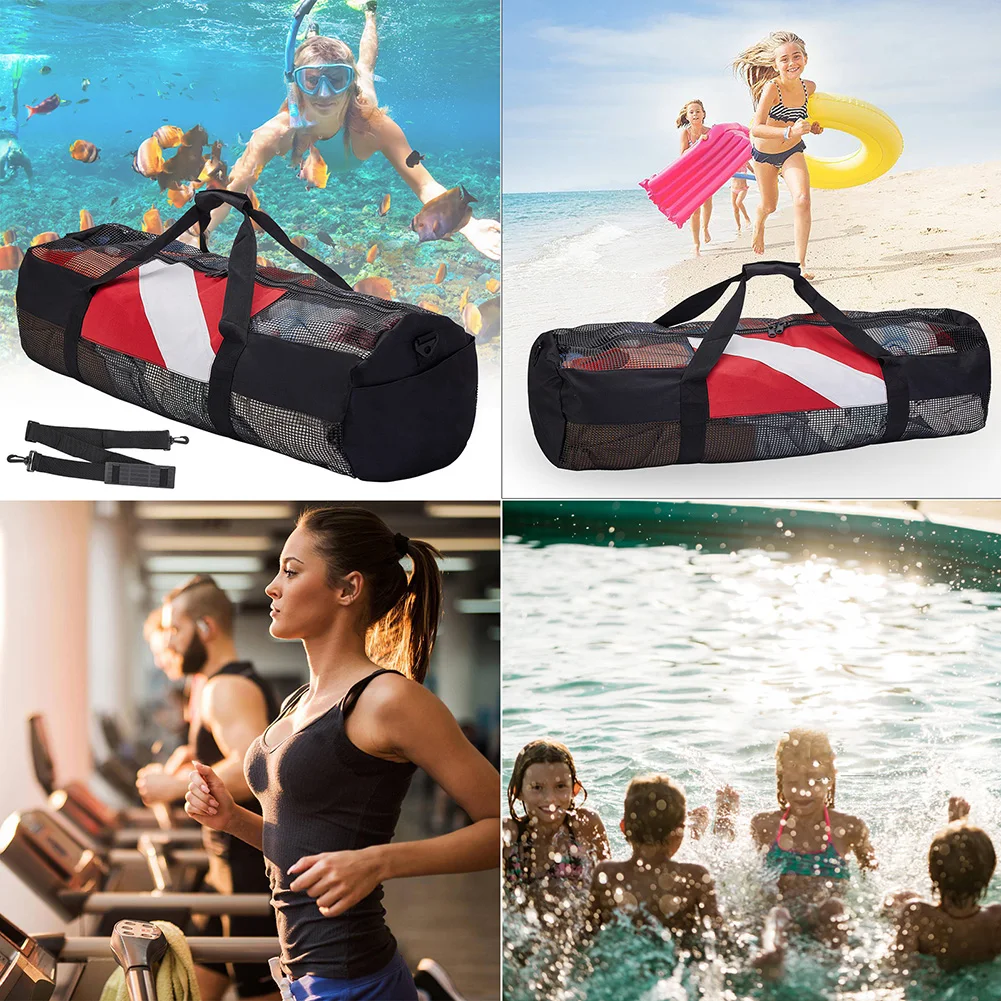 Extra Large Swimming Beach Storage Bag Portable Mesh Diving Duffels Bag with Adjustable Shoulder Strap for Travel Gym Workout
