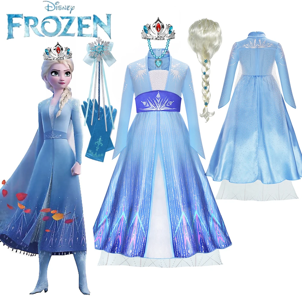 Disney Snow Queen Elsa Costume Frozen 2 Cosplay Fancy Halloween Birthday Party Gowns Outfit Abbigliamento Per Bambini Abito Da Principessa Elsa