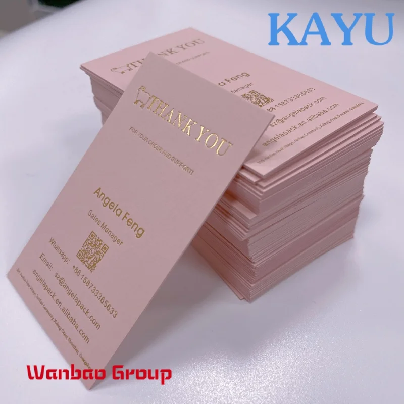Custom Custom Quality Gravure Printing Gold Foil Edge Pink Cotton Paper Business Card