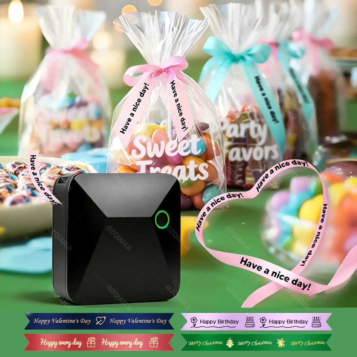 Marklife R15 열전사 프린터 미니 라벨 메이커 새틴 컬러 카본 리본 인쇄 DIY 공예 웨딩 부케 장식