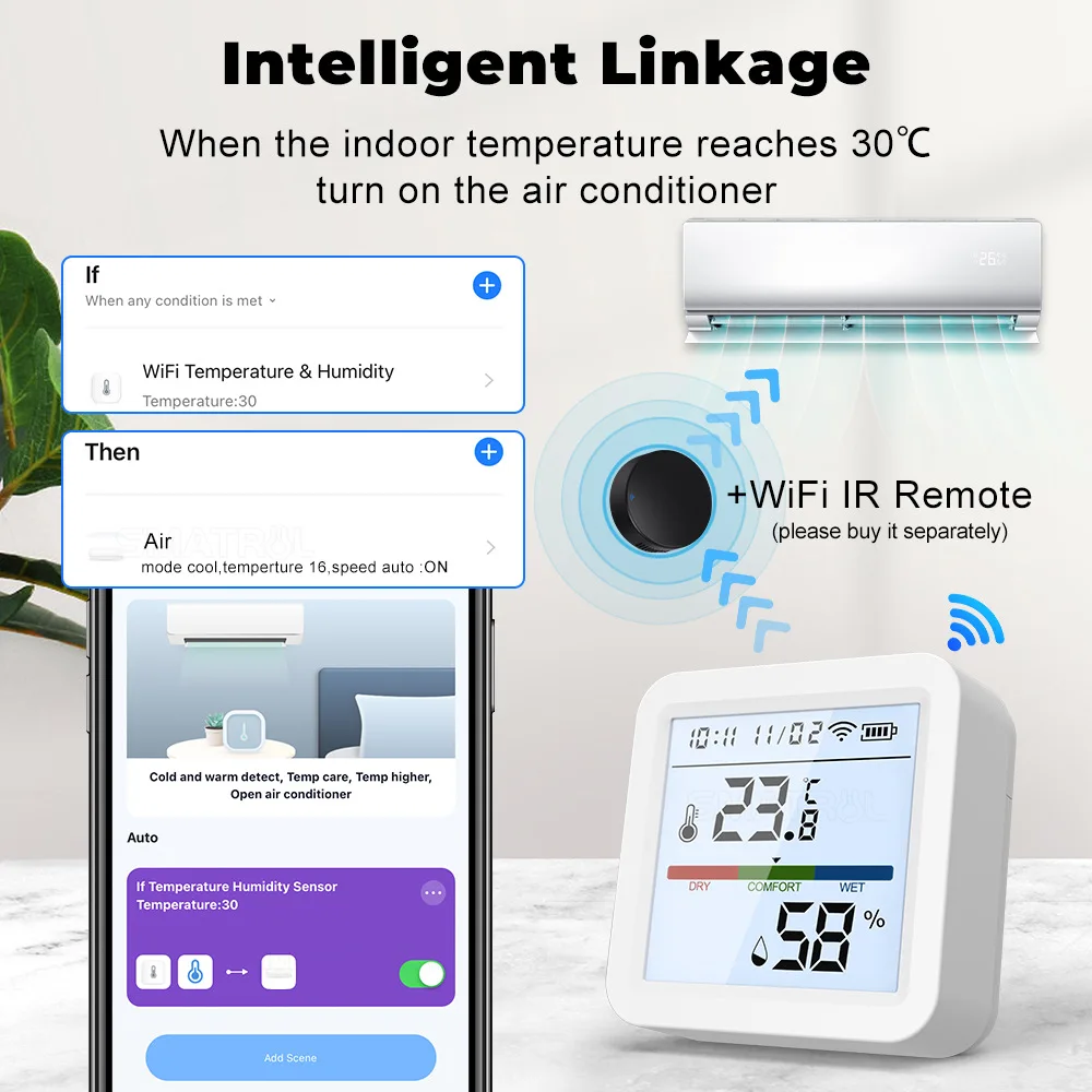Tuya Smart WIFI sensore di temperatura e umidità termometro igrometro per  interni con supporto per Display LCD Alexa Google Assistant - AliExpress