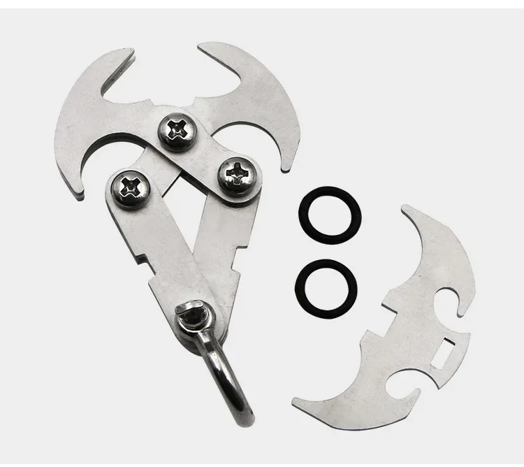 Folding Gravity Grab Hook Outdoor Rock Climbing Rescue Claw Survival Mountaineering Hook Tool Multifunctional Stainless Steel