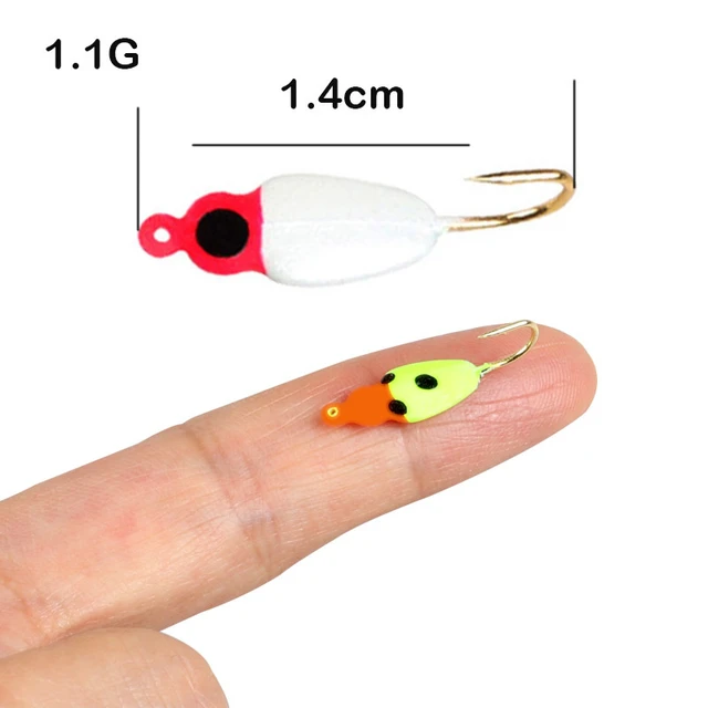 10Pcs 1.1g 1.4cm Ice Fishing Jigs Lures Kit Tiny Small Mini Jigs