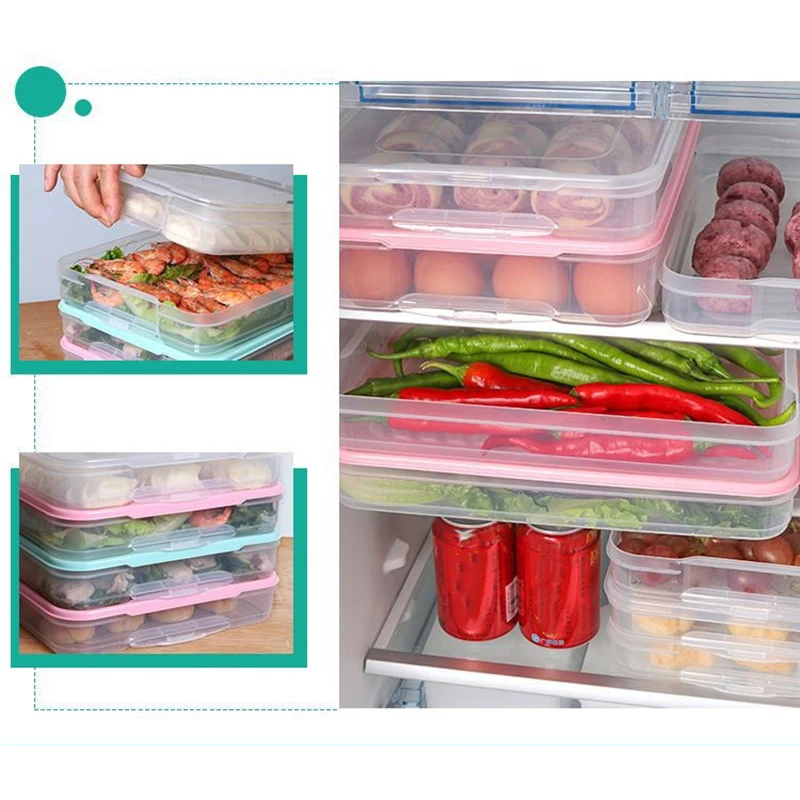 Kitchen Organizer Dumpling Box Food Storage Container Refrigerator Keep Fresh Storage Box Multi-Layer Transparent Dumpling Box 6