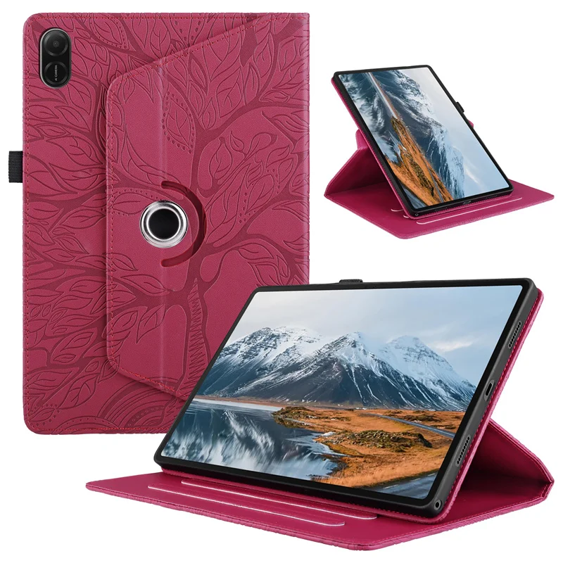 Elegant 360° Rotating Embossed Tree Leather Tablet Stand Case
