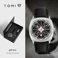 TOMI 2024 New 2PCS Men's Watch Bracelet Gift Set Luxury Business Versatile Calendar Men's Quartz Watch and Watch Gift Reloj 1