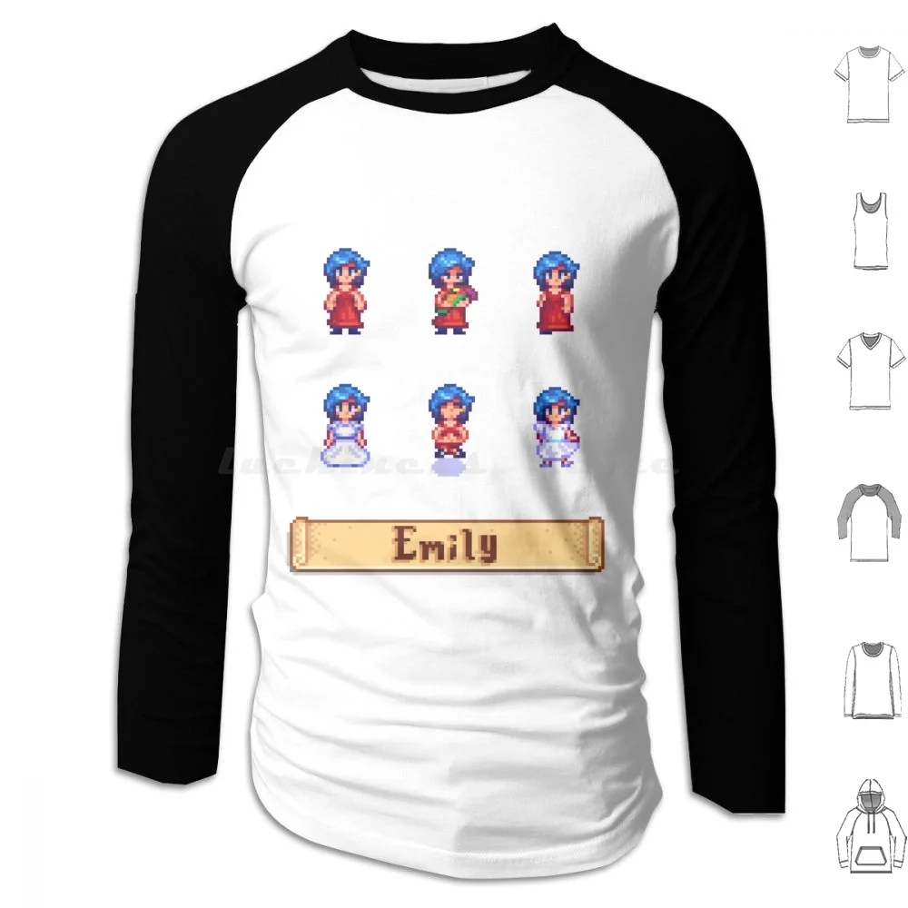 Stardew Valley Sprites-Emily Hoodie Cotton Manica Lunga Stardew Valley Stardew Valley Videogioco Game Pc Switch Gaming