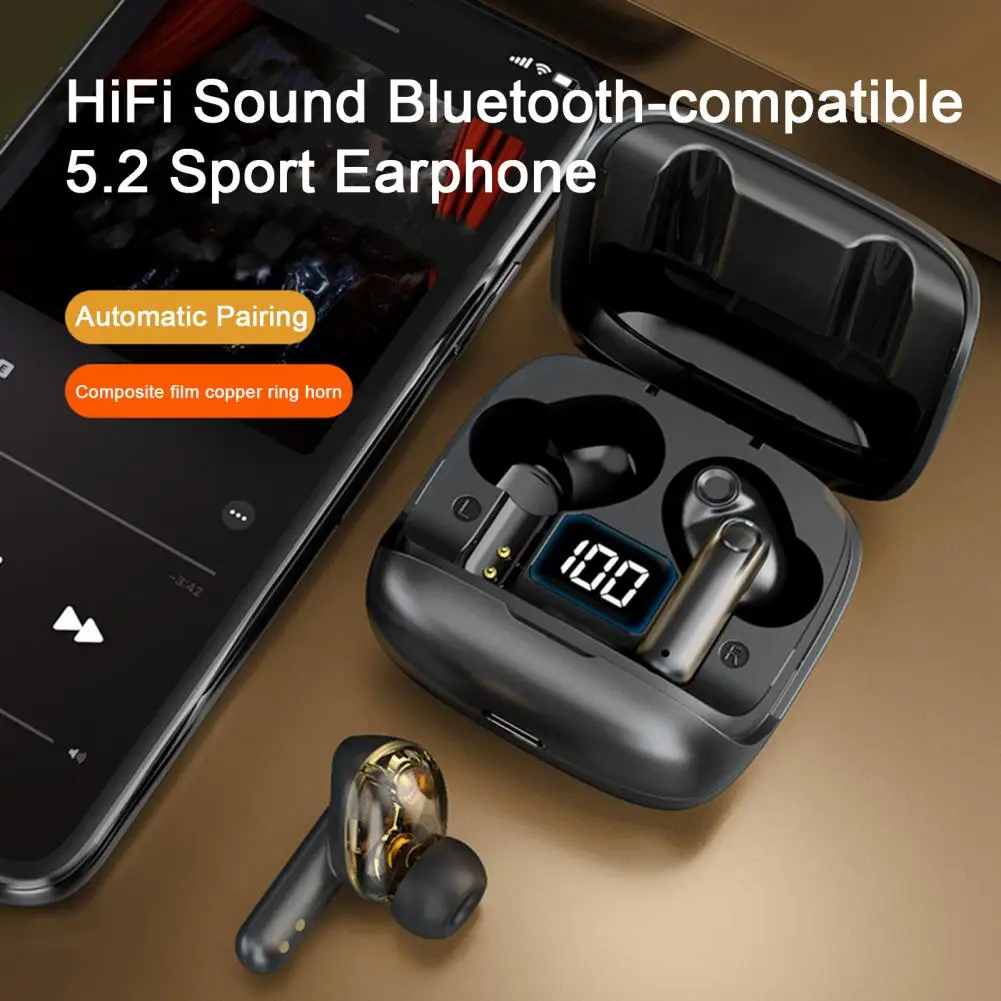 Automatic Pairing Wireless Bluetooth Earbuds HiFi Music Earphone With