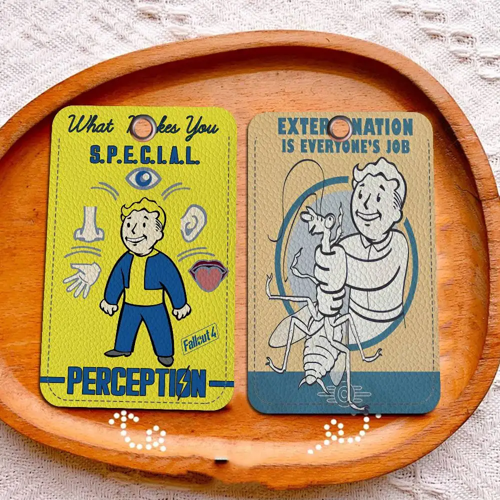 게임 F-Fallouts Vault Boys 사무용품 남성 및 여성 신용 카드 열쇠고리 학생증 ID 카드 홀더 자격증 홀더 카드