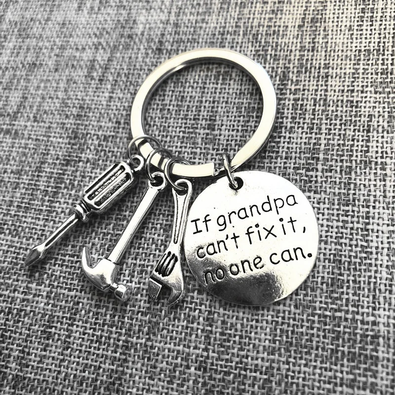 If Grandpa Can't Fix It, No One Can - Keychain for Grandpa Dad Mechanic Grandpa or Dad Daddy Keyring Gift for Dad