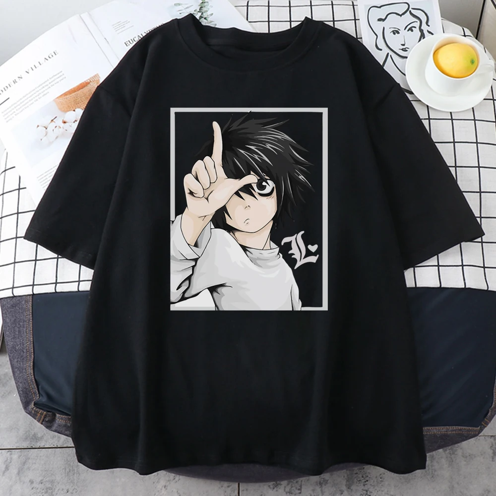 

Loose Tees Clothing Japanese Anime Death Note Survival Game Women Tshirts Fashion Breathable T Shirts Cartoons Leisure T-Shirt