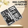 Home Nail Clipper Set of 18 Pieces Large Size Dead Skin Pliers Diagonal to Remove Dead Skin Small Eyebrow Clipper Leather Sleeve 1