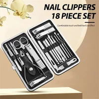 Home Nail Clipper Set of 18 Pieces Large Size Dead Skin Pliers Diagonal to Remove Dead Skin Small Eyebrow Clipper Leather Sleeve 1