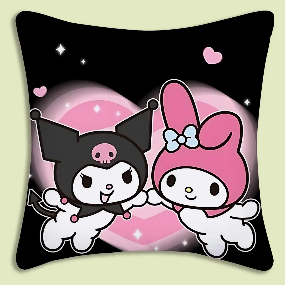 Cartoon cute Kuromi Melody Pillow Covers Cartoon Sofa Decorative Home Double-sided Printing Short Plush Cute Cushion Cover