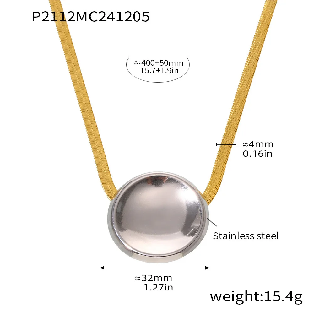 Doppelte Farben glänzende Halskette für Frauen vergoldet quadratischer Anhänger Luxus wasserdicht elegant Schlangenkette Schmuck Geschenk – Detail 6
