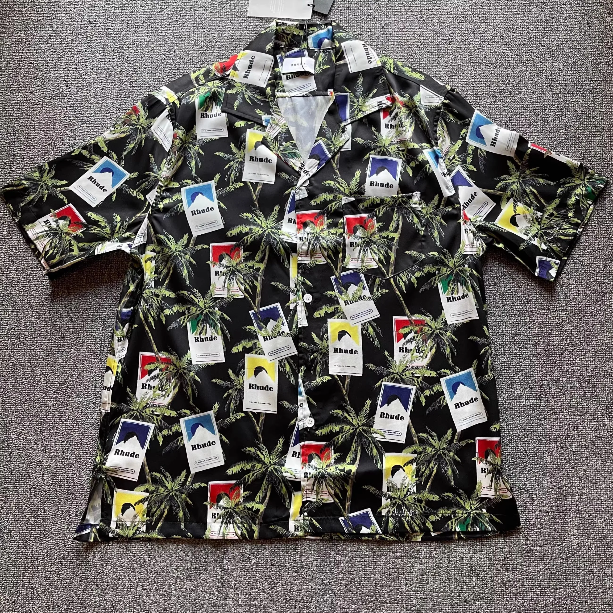 

NEW Rhude Moonlight Coconut Tree Shirts Men Women Full Printing Oversized Short Sleeve Shirt Top Tees Jaqueta