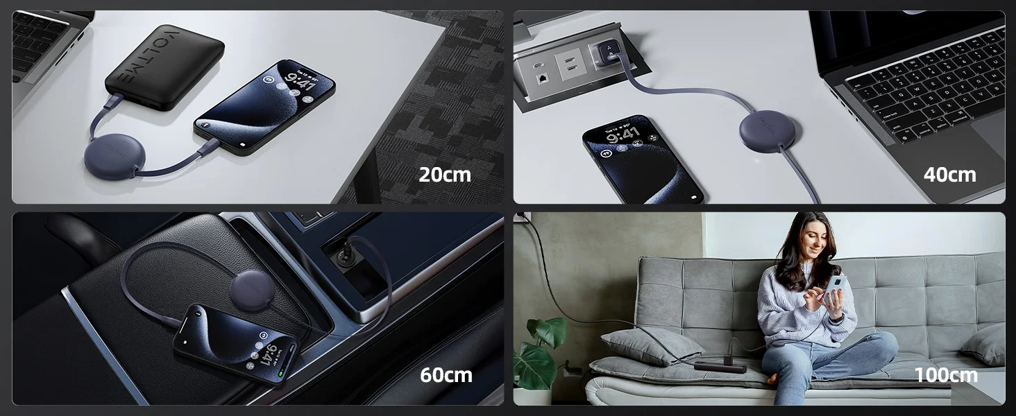 VOLTME USB C Cable Retractable USB C to USB C PD 100W Fast Charging Cable Retractable Type C Charger Cable for iPhone 15 Pro Max 6 Sc652ce505aa0484abb4ffcb15dedbe7bK