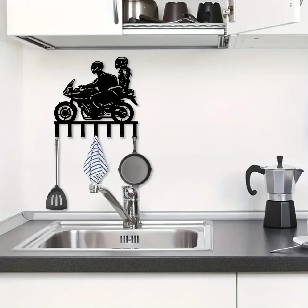 Description Picture 6 of item1pc Wall Couple Motorcycle Metal Key Hangers: Stylish Decorative Hooks, Easy-to-Install Key Holder for Home & Office Decor